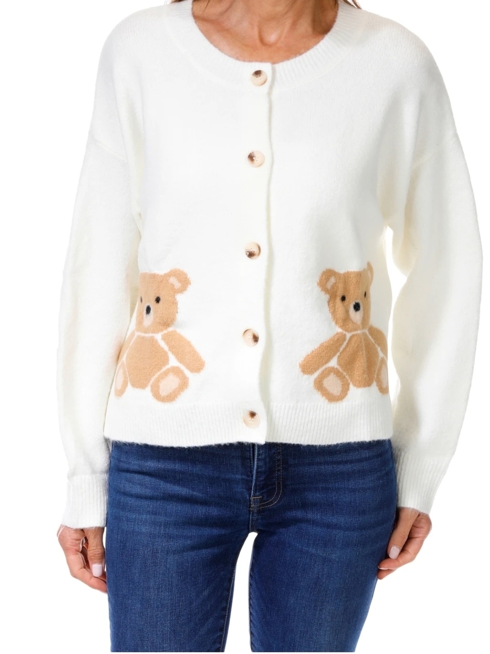 Hunter and brown button down teddy bear cardigan